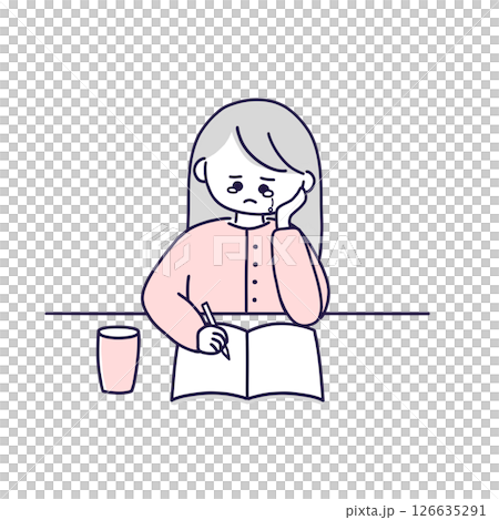悲しみをノートに書き出す女性 126635291