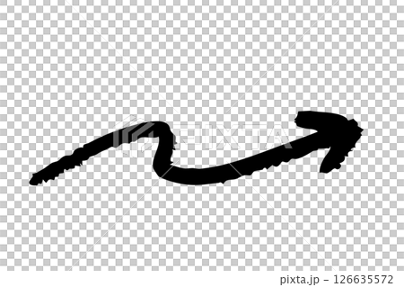 波浪形的手繪箭頭，畫筆，黑色，向量 126635572