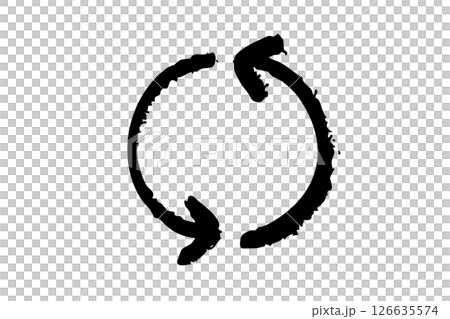 Handwritten rotating arrow reload icon brush black vector 126635574
