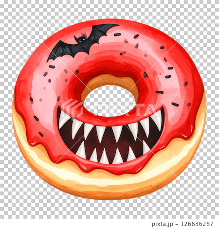 watercolor style Halloween desserts, featuring cupcakes, donuts, candy, parfaits, and more all with transparent backgrounds. Perfect for seasonal designs, stickers, scrapbooks, and party invitations 126636287