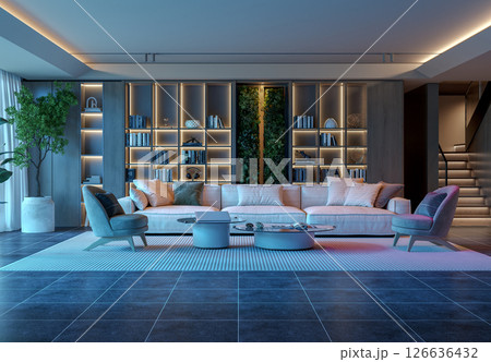Moody Living Room with Ambient Lighting Moody Living Room with Ambient Lighting 126636432