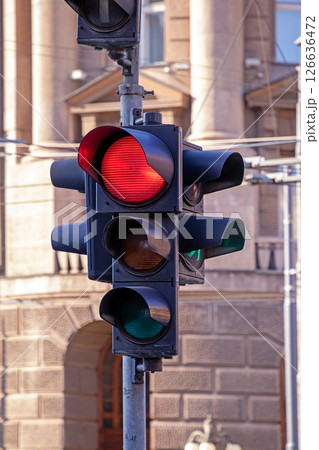 Traffic liht signal on street 126636472