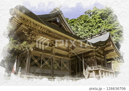 水彩画風 粟鹿神社 社殿 兵庫県朝来市 水彩画風 粟鹿神社 社殿 兵庫県朝来市 126636706