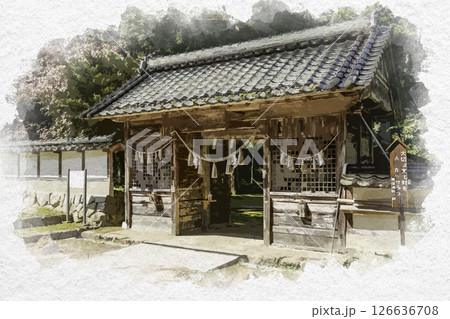 水彩画風 粟鹿神社 随身門 兵庫県朝来市 水彩画風 粟鹿神社 随身門 兵庫県朝来市 126636708