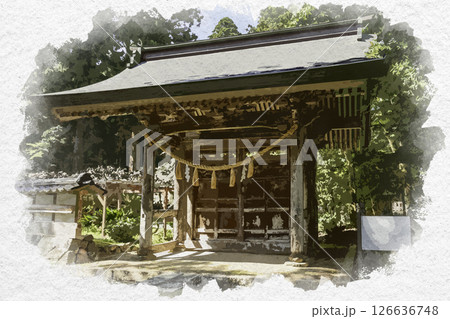 水彩画風 粟鹿神社 勅使門 兵庫県朝来市 水彩画風 粟鹿神社 勅使門 兵庫県朝来市 126636748
