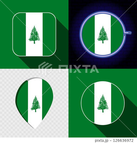 Set of modern icons with the national flag of Norfolk Island. 126636972