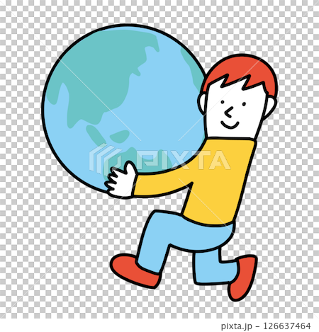 地球を大切にする男性のイラスト 126637464