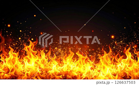激しく燃え上がる炎の火柱 126637503