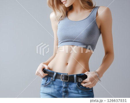 健康的で美しいくびれ。スリムなウエストと引き締まった女性の体型 健康的で美しいくびれ。スリムなウエストと引き締まった女性の体型 126637831