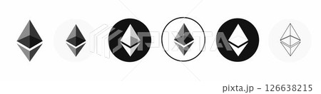 Ethereum. Flat, color, ethereum cryptocurrency. ETH. Editorial vector illustration Ethereum. Flat, color, ethereum cryptocurrency. ETH. Editorial vector illustration 126638215