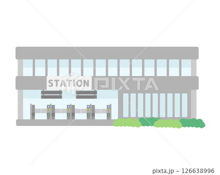 グレー基調の大きな駅舎イラスト グレー基調の大きな駅舎イラスト 126638996