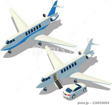 Isometric commercial private jet airplane 126639004