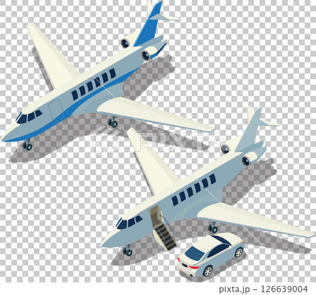 Isometric commercial private jet airplane 126639004