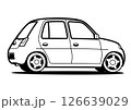 絶版軽自動車 斜め後ろ ぬり絵風 自動車イラスト 絶版軽自動車 斜め後ろ ぬり絵風 自動車イラスト 126639029
