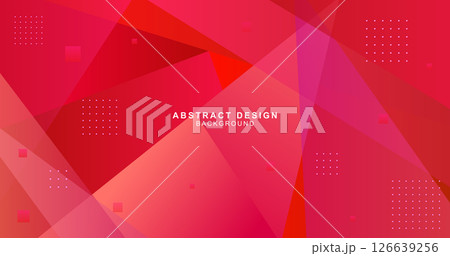 ドットと多角形で組み合わせた赤色の抽象的な背景素材 126639256