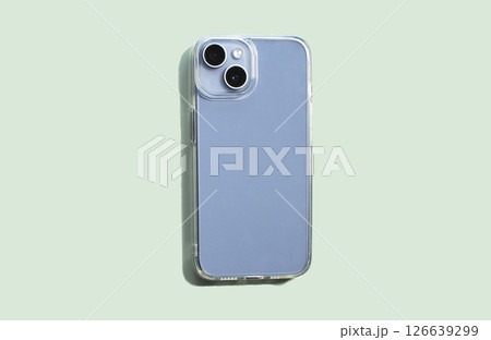 Modern smartphone with transparent phone case. Image for mobile accessory shops or topics. 126639299