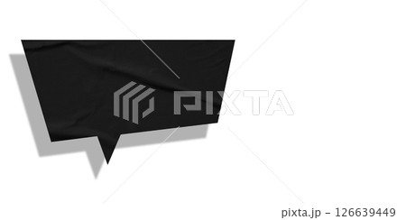 Black speech bubble crumpled paper isolated on transparent background 126639449
