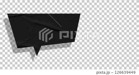 Black speech bubble crumpled paper isolated on transparent background 126639449