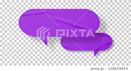 Purple speech bubble crumpled paper isolated on transparent background Purple speech bubble crumpled paper isolated on transparent background 126639454