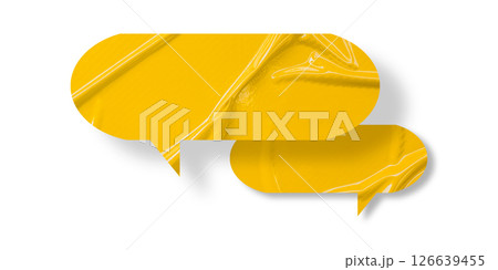 Yellow speech bubble crumpled paper isolated on transparent background 126639455