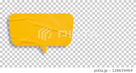 Yellow speech bubble crumpled paper isolated on transparent background Yellow speech bubble crumpled paper isolated on transparent background 126639464