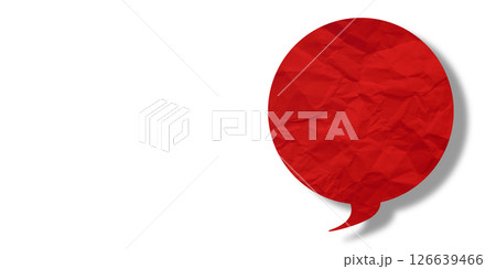 Red speech bubble crumpled paper isolated on transparent background Red speech bubble crumpled paper isolated on transparent background 126639466