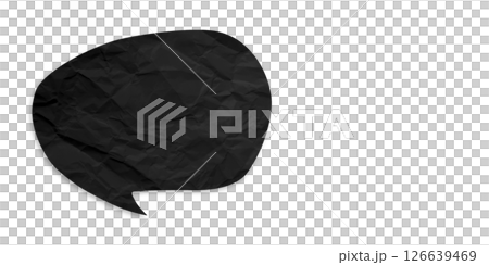 Black speech bubble crumpled paper isolated on transparent background Black speech bubble crumpled paper isolated on transparent background 126639469