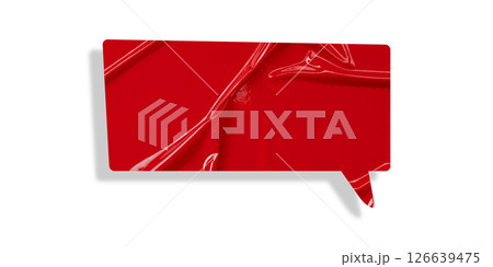 Red speech bubble crumpled paper isolated on transparent background 126639475