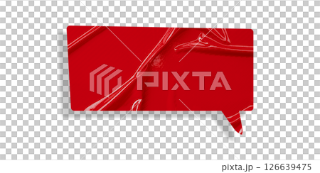 Red speech bubble crumpled paper isolated on transparent background 126639475