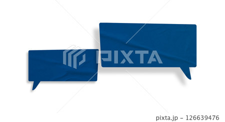 Blue speech bubble crumpled paper isolated on transparent background 126639476