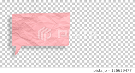 Pink speech bubble crumpled paper isolated on transparent background 126639477