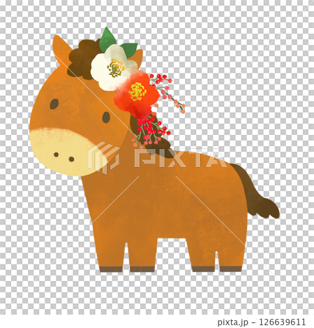 午年　かわいい馬のイラスト 126639611