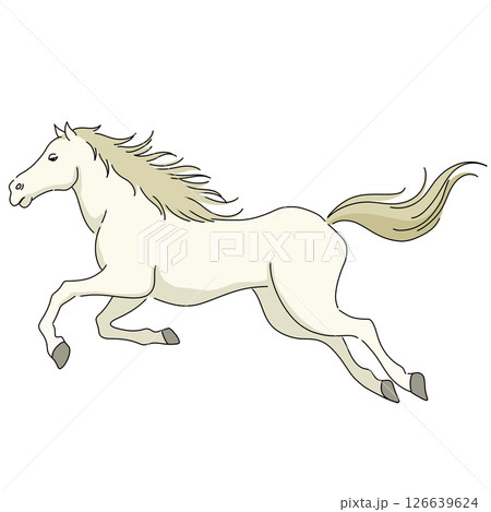 午年 走る白馬のイラスト 午年 走る白馬のイラスト 126639624