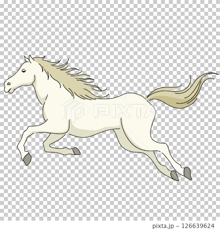 午年 走る白馬のイラスト 午年 走る白馬のイラスト 126639624