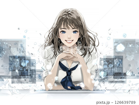 未来教育　ホログラフィックディスプレイを導入しt教育のイラスト素材 126639789
