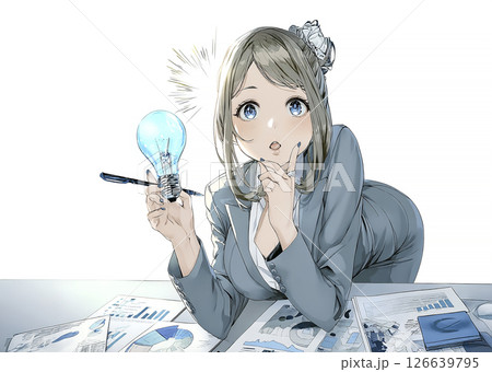 アイデアが浮かんだビジネスウーマンのイラスト素材 126639795