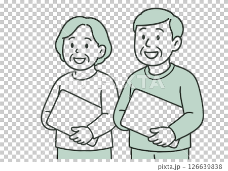 Senior men and women with laptops - Lifelong learning and IT use 126639838