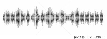 Black halftone sound waves flowing on a white background. Perfect for music, podcast, dictaphone, voice messages, and social media designs. Black halftone sound waves flowing on a white background. Perfect for music, podcast, dictaphone, voice messages, and social media designs. 126639868