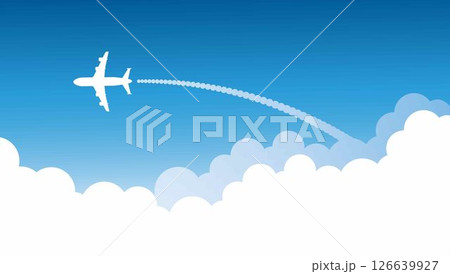 Simple airplane travel opens the background behind itself. Perfect for plane journeys, romantic travel, tours, cruises, airport advertising, trips abroad, vacations, and flight routes. 126639927
