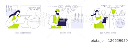 Agricultural drones isolated cartoon vector illustrations se Agricultural drones isolated cartoon vector illustrations se 126639929