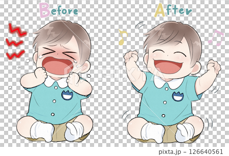 泣いて笑う小さな幼稚園の男の子 126640561