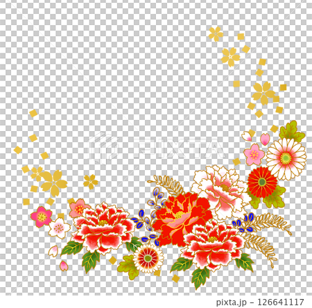 華麗的花卉日式框架日式圖案 126641117