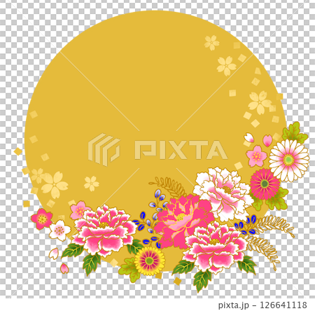 華麗的花卉日式框架日式圖案 126641118