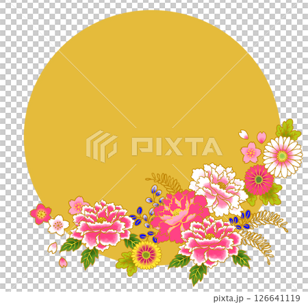 華麗的花卉日式框架日式圖案 126641119