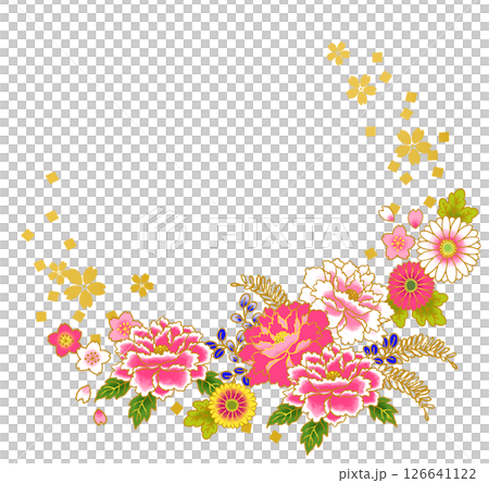 華麗的花卉日式框架日式圖案 126641122