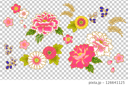 Japanese style flower illustration material Japanese pattern 126641125