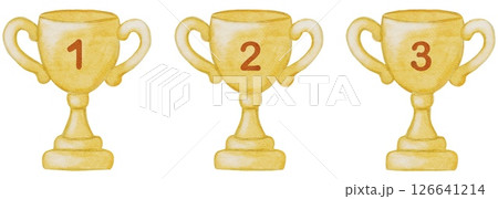 Decorative watercolor cups design with numbers for school supplies packaging and fabric prints 126641214