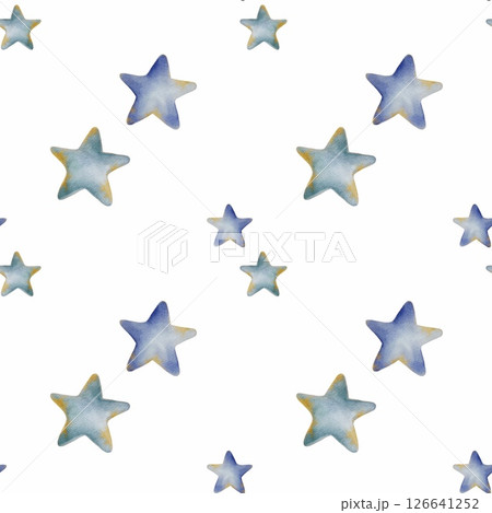 Colorful watercolor star pattern perfect for school supplies and fabric design 126641252