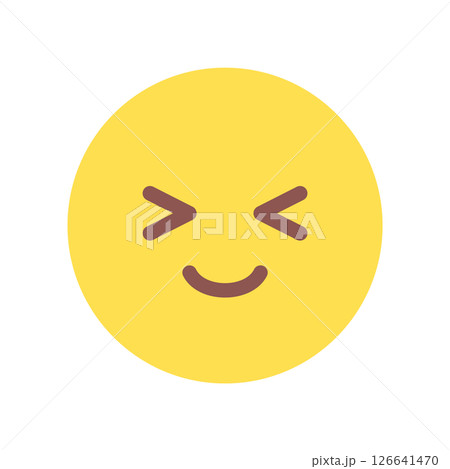 目を閉じで笑っている顔の絵文字 - シンプルでかわいい顔のデザイン素材 目を閉じで笑っている顔の絵文字 - シンプルでかわいい顔のデザイン素材 126641470