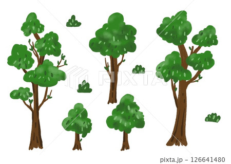 Collection of trees forest plant art work isolated on white background. designs Collection of trees forest plant art work isolated on white background. designs 126641480